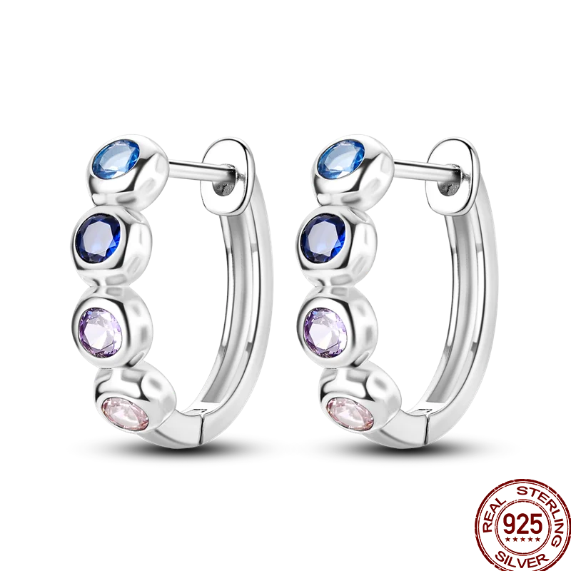 Colorful sterling silver 925 hoops earrings with vibrant circular design, perfect for a bold, stylish look.