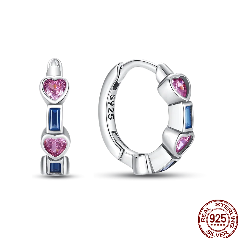 Colorful 925 sterling silver hoop earrings with vibrant enamel accents, stylish jewelry by Corporación Turística.