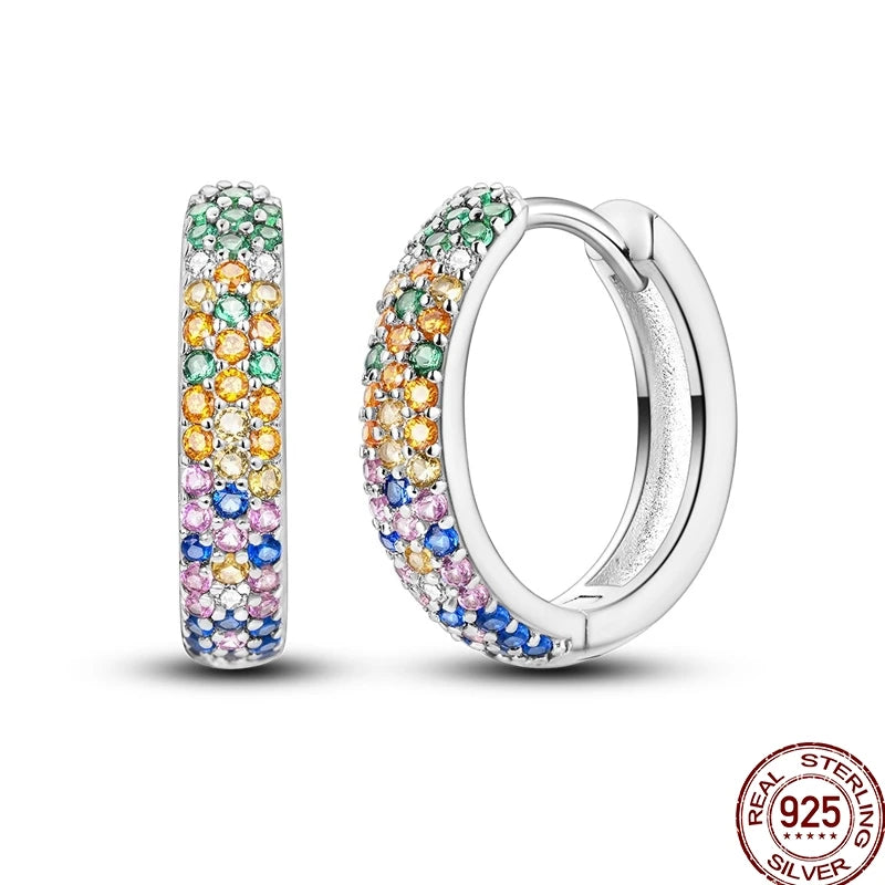Colorful 925 sterling silver earrings with circular design, featuring vibrant hues and intricate detailing.