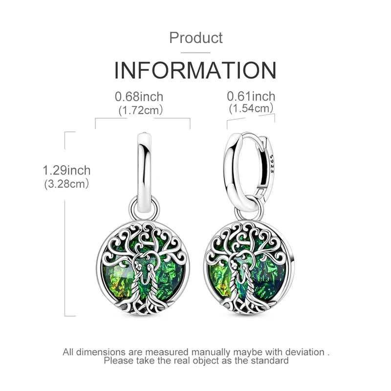 Sterling silver 925 earrings with cubic zirconia, featuring a tree design, from Corporación Turística.