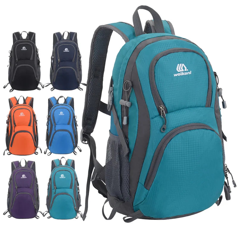 Lightweight travel backpack by Corporación Turística in lake blue, suitable for men, women, and kids, with multiple compartments.