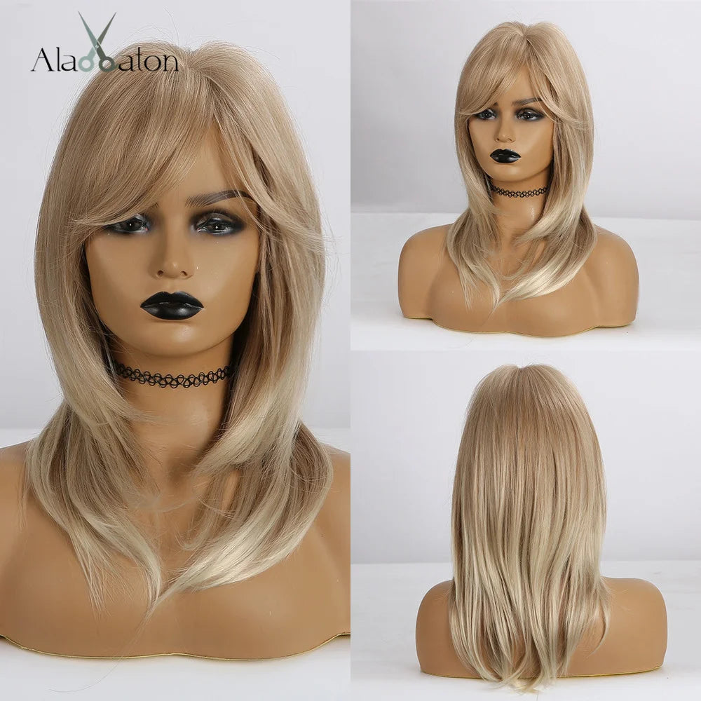 Synthetic hair wig for women by Alan Eaton, featuring long, straight black hair, styled naturally and flowing smoothly.
