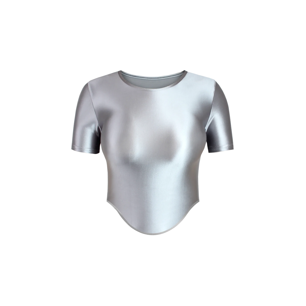 Light purple women's elastic and shiny T-shirt by MJINM, featuring a soft and comfortable fit, ideal for casual wear.