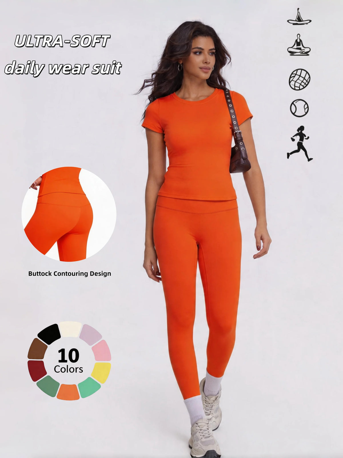 Conjunto deportivo de 2 piezas para mujer de Corporación Turística, incluye camiseta de manga larga en color marfil.