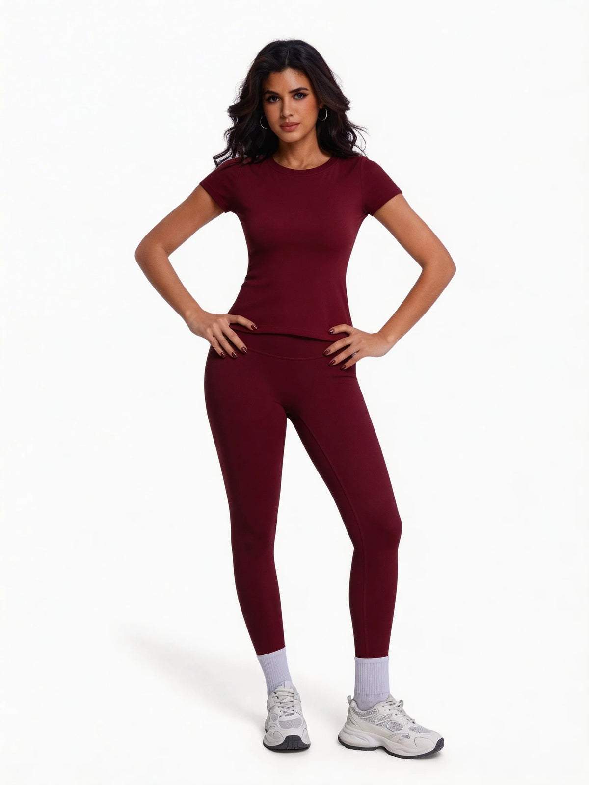 Marfil women's 2-piece athletic set with sporty t-shirt and matching shorts from Corporación Turística.