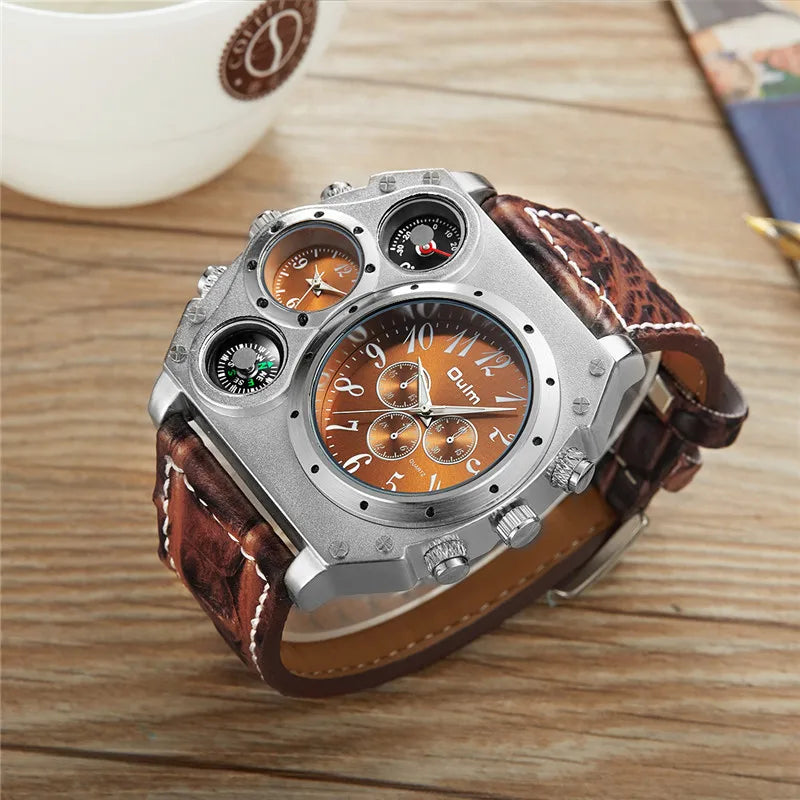 Nuevo modelo de reloj de cuarzo para hombre de Corporación Turística con correa marrón, elegante y moderno.