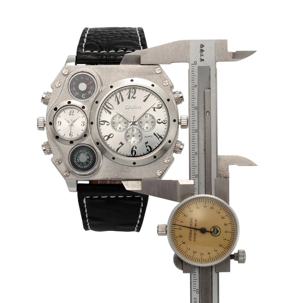 Nuevo modelo OULM hombre reloj de cuarzo con correa marrón, elegante y moderno, en imagen del producto.