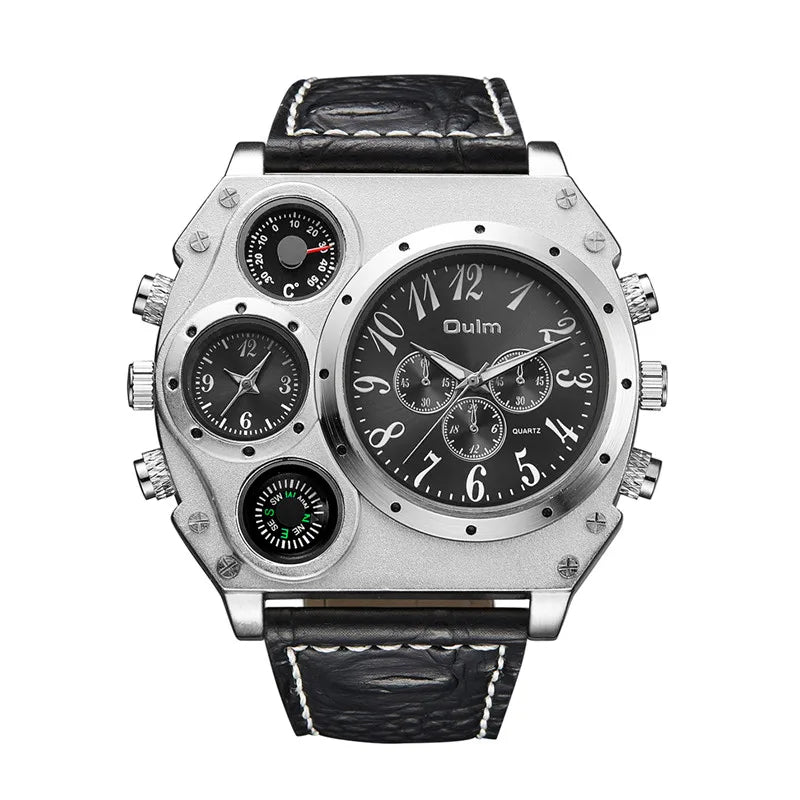 Nuevo modelo OULM hombre reloj de cuarzo con correa marrón, elegante diseño y estilo clásico.