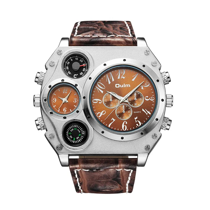 Nuevo modelo OULM hombre reloj de cuarzo con correa marrón, elegante y clásico en diseño de Corporación Turística.