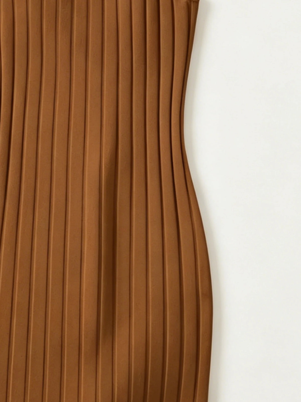 Dark brown fitted mini sweater dress with ribbed knit fabric, designed for women, by Corporación Turística.