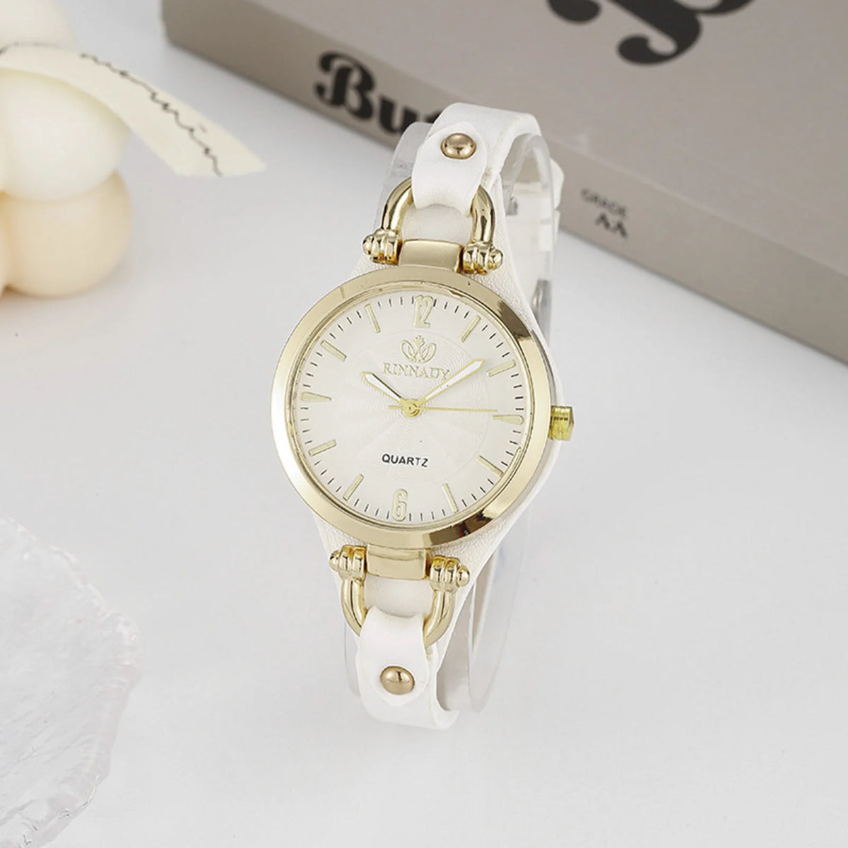 Mint green fashion women's quartz watch by Corporación Turística, close-up of the stylish watch face and strap.