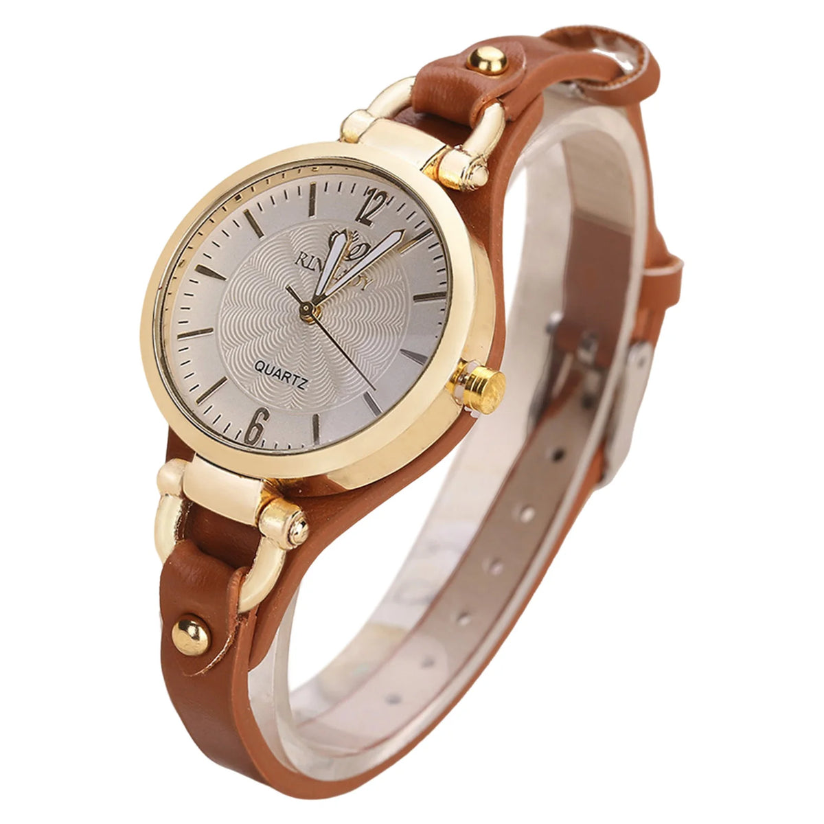 Mint green fashion women's quartz watch from Corporación Turística, featuring a sleek, minimalist design with a round dial and metal strap.