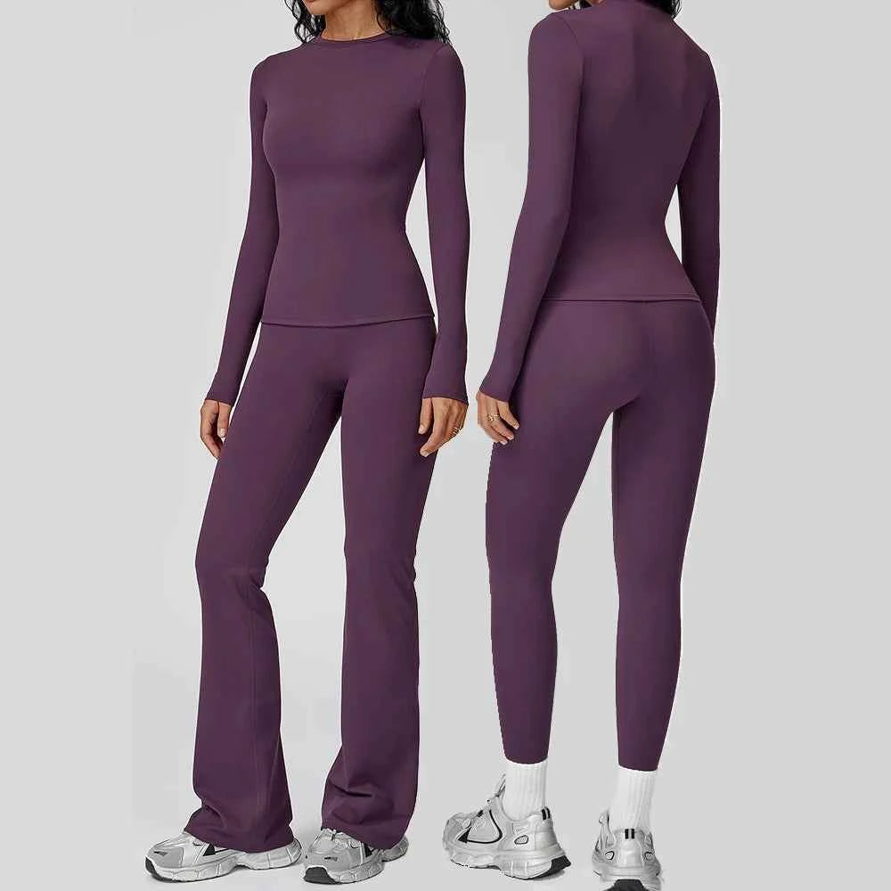 Mocha brown yoga set with two pieces by Corporación Turística, sporty attire for exercise and activewear, size 3XL.