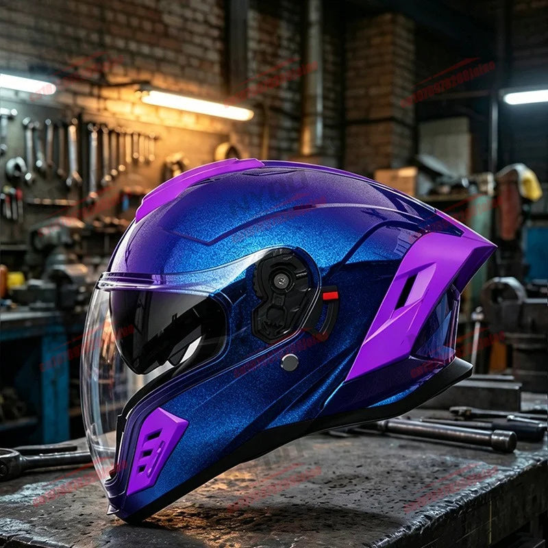Unisex open-face motorcycle helmet with double lenses, suitable for four seasons, from Corporación Turística.