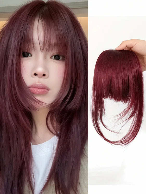 Black synthetic hair clip-in bangs for women, 8-inch fringe with natural look from Corporación Turística.