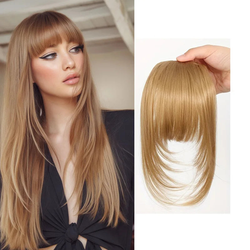 Natural black synthetic hair clip-in bangs for women, 8-inch faux fringe with easy clip attachment by Corporación Turística.