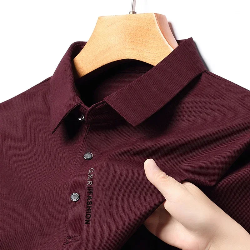 Men's 2025 Waffle long sleeve polo shirt in natural yellow, size 3XL, made by Corporación Turística, fits 75-92 kg.