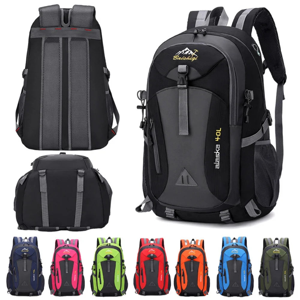 Black multifunctional sports backpack by Corporación Turística, breathable and suitable for outdoor activities and daily use.