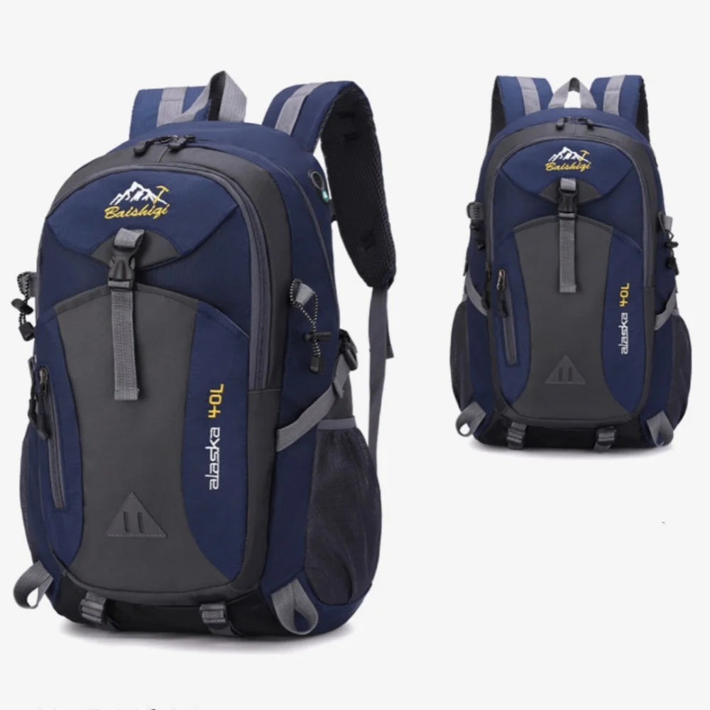 Black multifunctional sports backpack by Corporación Turística, breathable and suitable for outdoor activities and daily use.