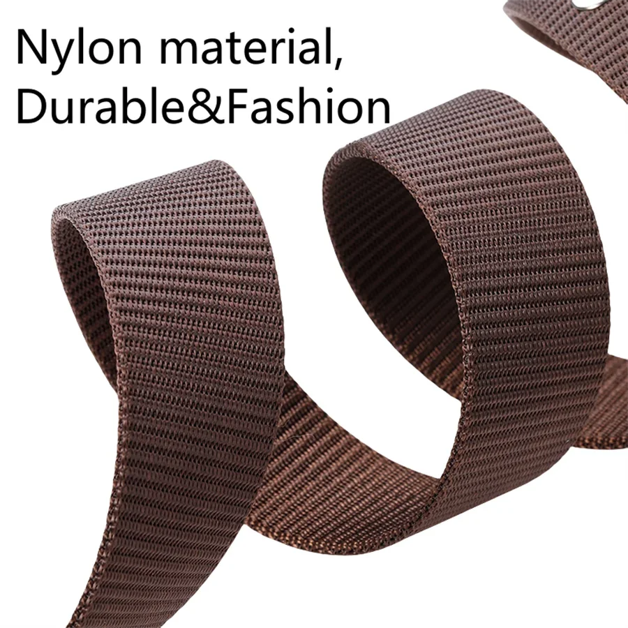 Black men's canvas belt with metal buckle, 120cm length, casual accessory for everyday wear.