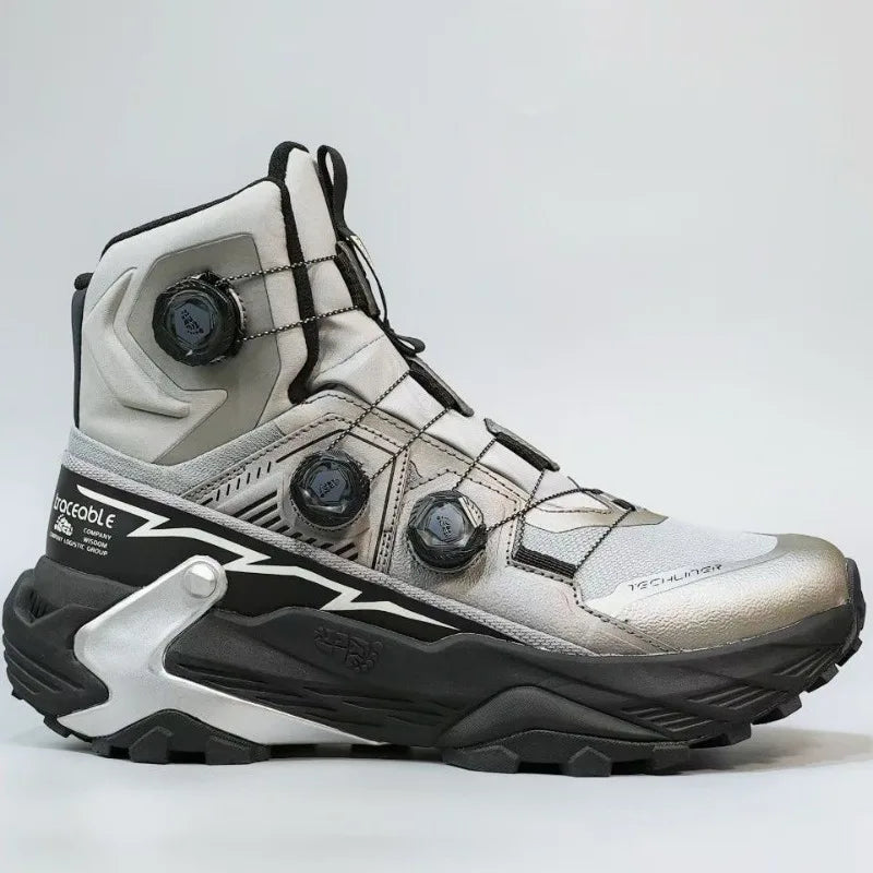 Black climbing and hiking shoes from Corporación Turística, size 37, with sturdy design and reinforced ankle support.