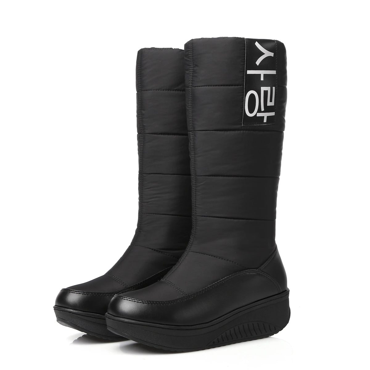 Black women's snow boots and cotton shoes for girls, comfortable winter footwear by Corporación Turística.