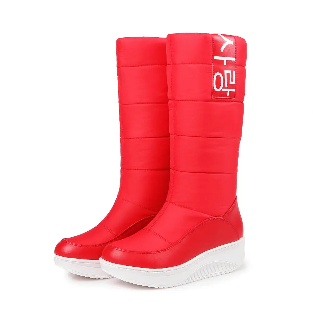 Black women's snow boots and cotton shoes for girls, featuring cozy winter footwear with durable soles and warm interior.