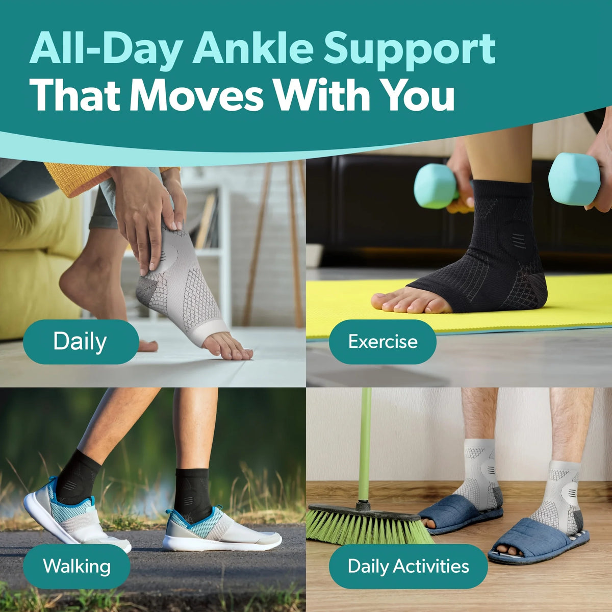 Black ankle compression sleeves with open toe from Corporación Turística, designed for support and comfort during activity.