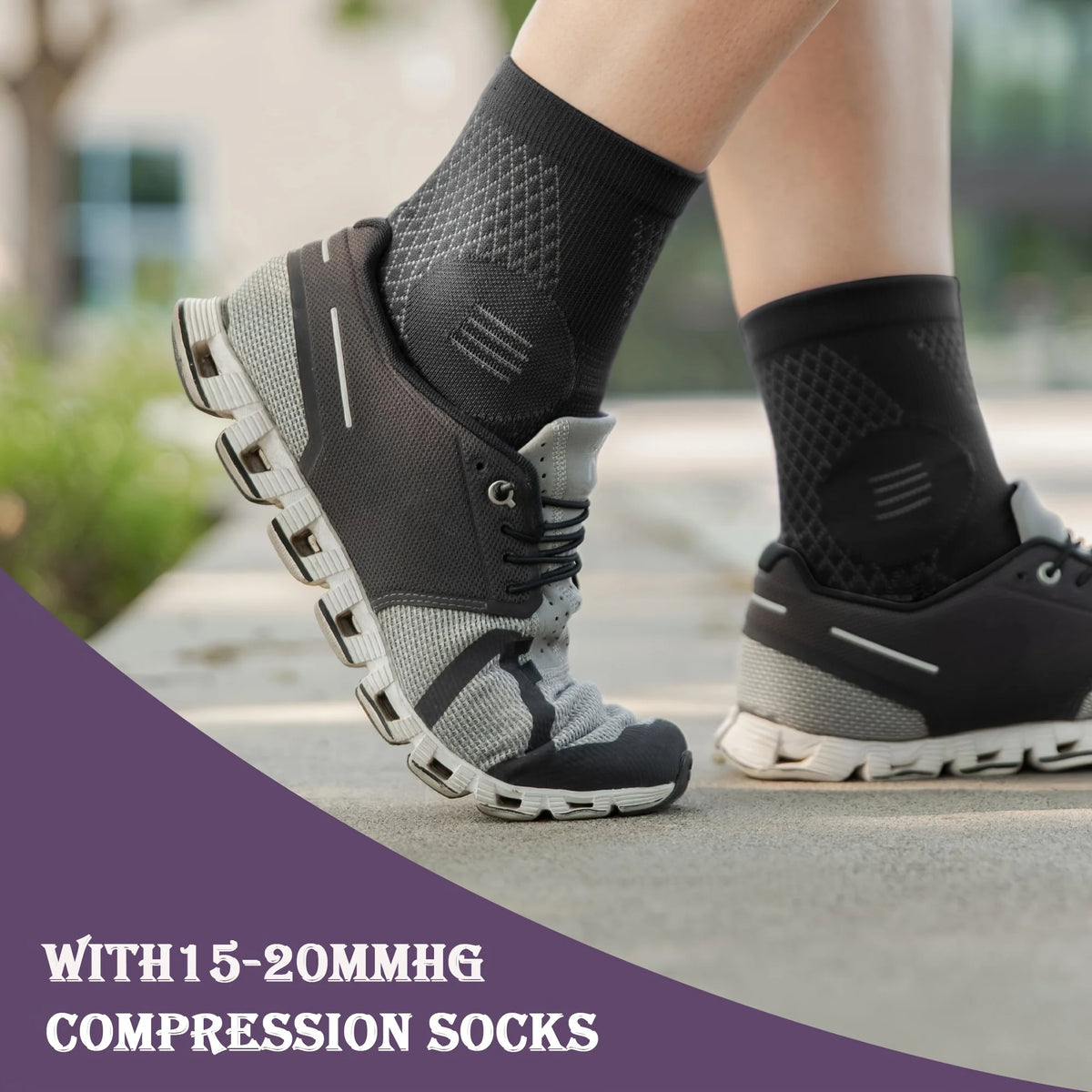 Black ankle compression sleeves with open toe from Corporación Turística, designed for support and improved circulation.