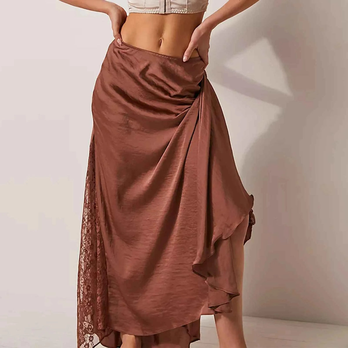 Elegant black long skirt for women by Corporación Turística, featuring a smooth, flowing design and a comfortable waist.