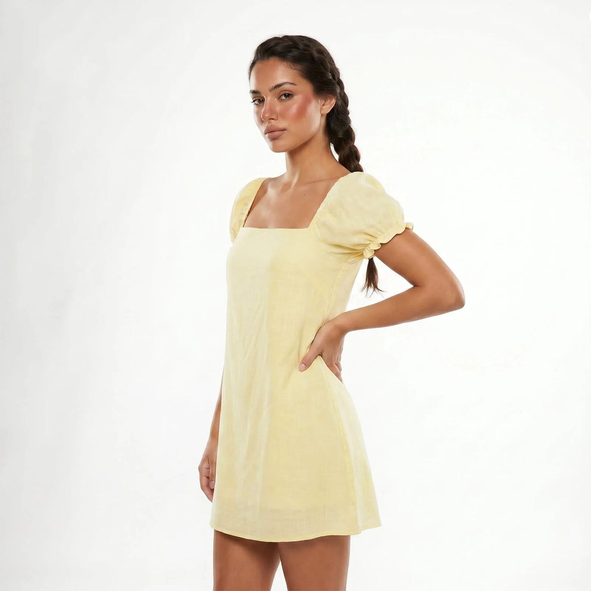 Black short spring and summer dress for women by Corporación Turística, featuring lightweight fabric and casual style.