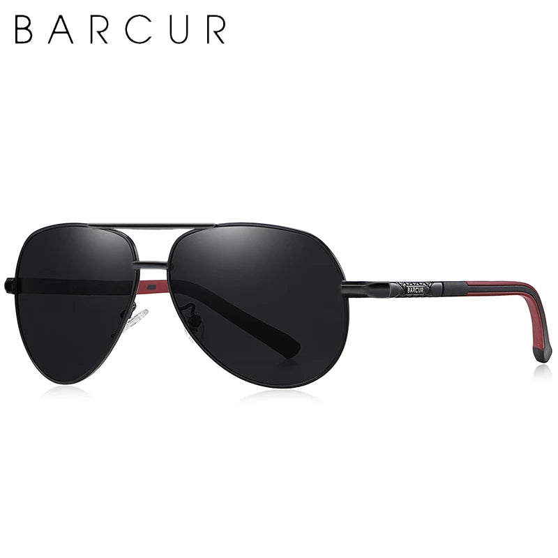 Classic black aluminum men's sunglasses with sleek frame and tinted lenses, designed for stylish sun protection.