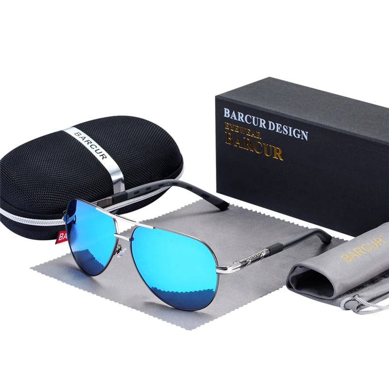 Classic black aluminum men's sunglasses with sleek frame, featuring a modern design and tinted lenses for stylish sun protection.