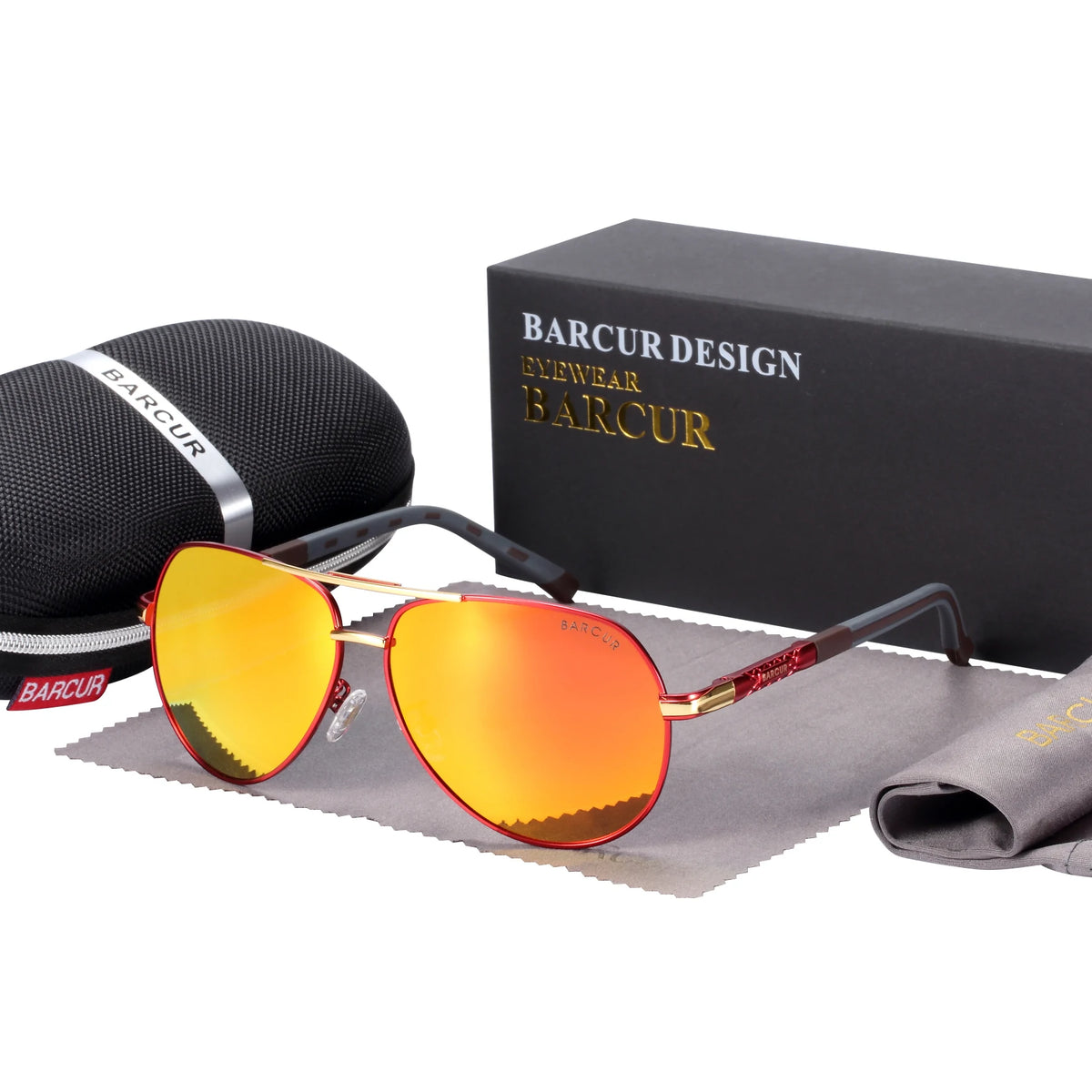 Black BARCUR classic aluminum sunglasses for men with sleek frame and tinted lenses, designed for stylish sun protection.
