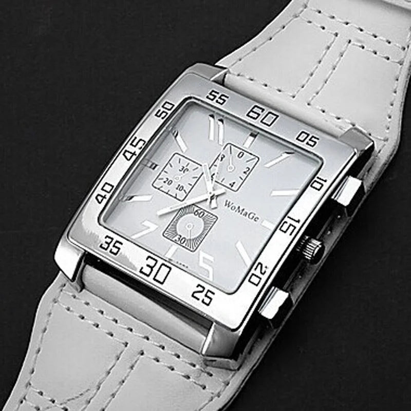 Fashionable square red women's watch by Corporación Turística with a sleek design and black strap, perfect for stylish occasions.