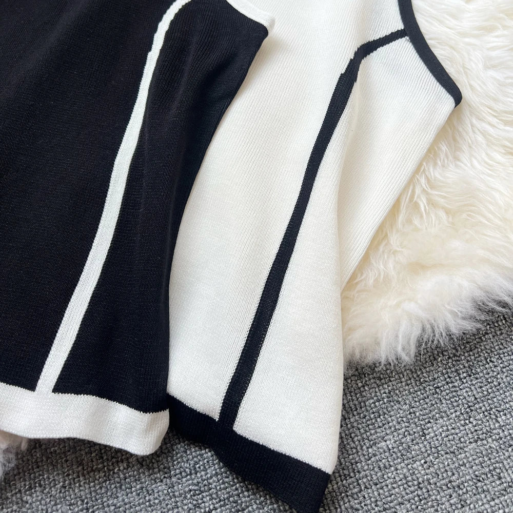 Elegant black knit top for women by YuooMuoo, featuring Y2K fashion style and a versatile, fitted design.