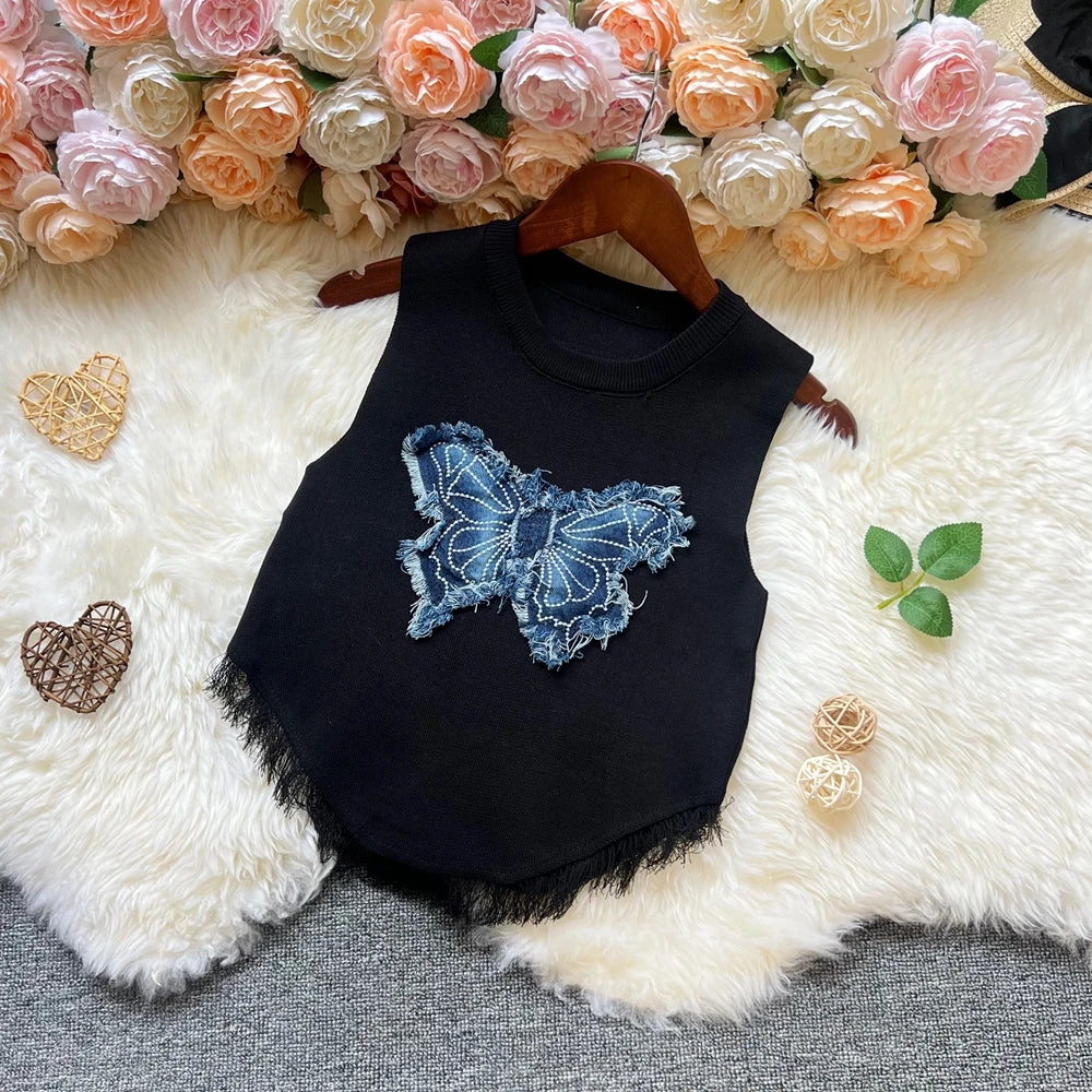 Elegant black yarn top by YuooMuoo, women's Y2K fashion knitwear, featuring a stylish, fitted design.