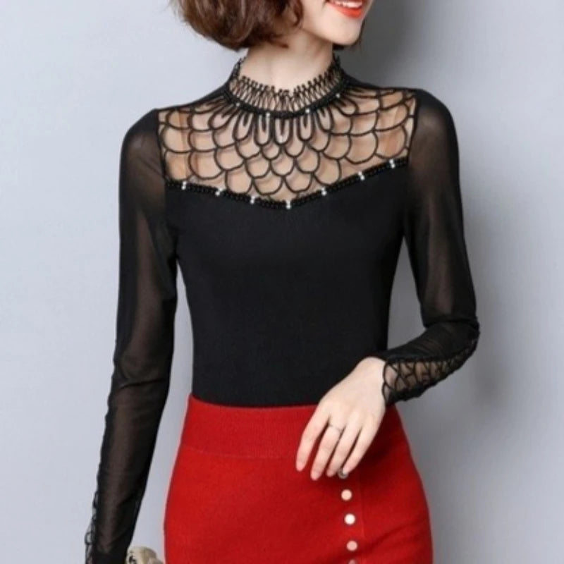 Black women's blouse from Corporación Turística, stylish long-sleeve shirt with a modern design, XXL size, casual and elegant fit.