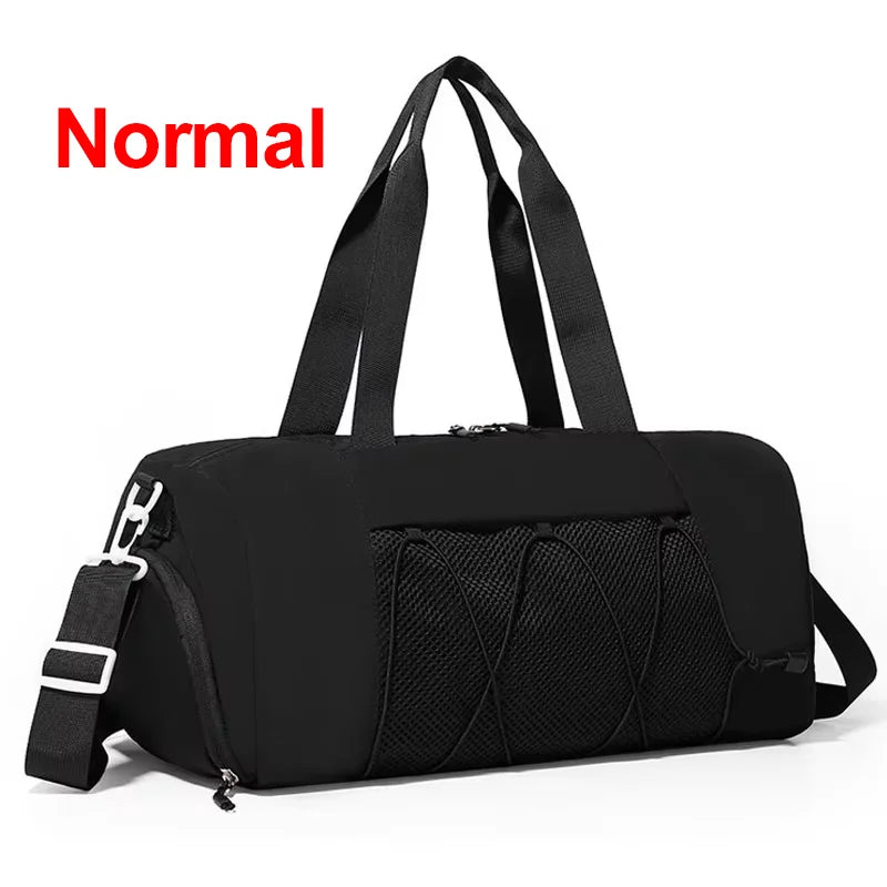 Black gym and travel bag for women and men from Corporación Turística, with adjustable straps and spacious main compartment.