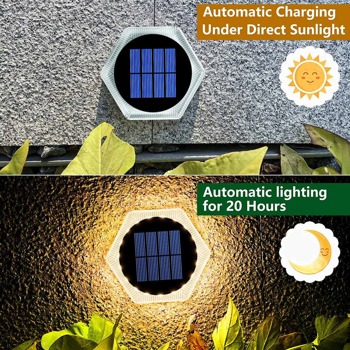 Outdoor solar lights from Corporación Turística, cool white pathway illumination for exterior use, energy-efficient solar-powered lighting.