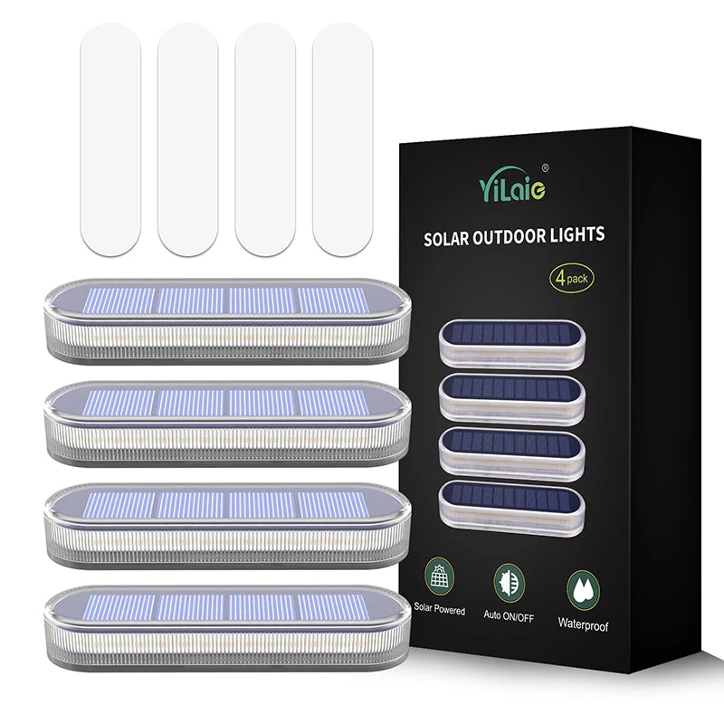 Exterior solar pathway lights from Corporación Turística, cool white LED solar outdoor lighting for garden walkways and steps.