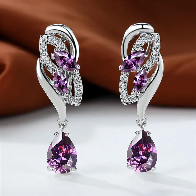 Blue rainbow stone luxury earrings for women featuring elegant silver hooks and vibrant gemstone accents.