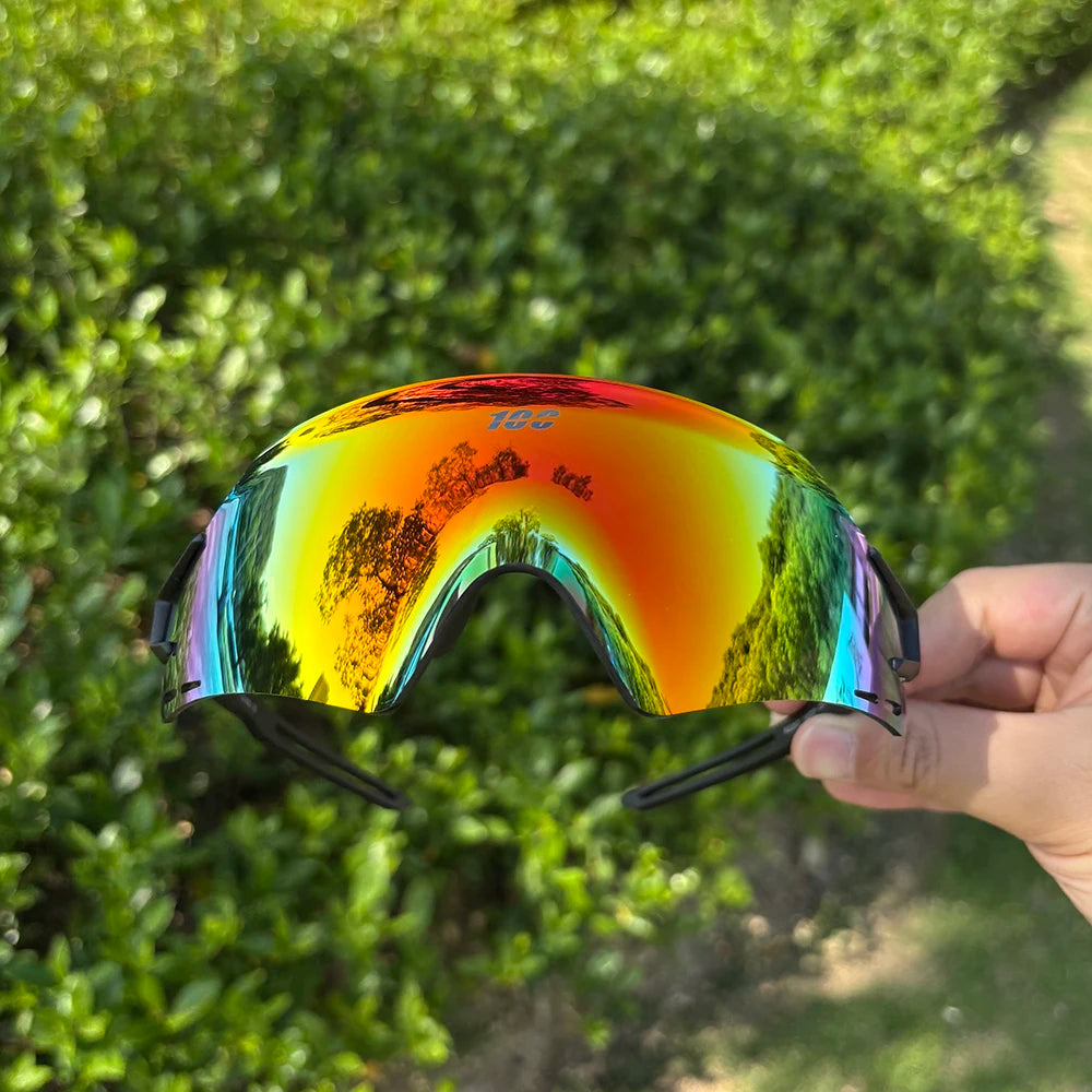 Photocromic cycling sunglasses with UV400 protection for men, suitable for mountain biking, road cycling, running, and sports.