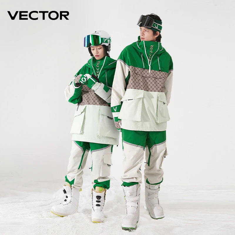 Vector ski sweater with hood for men and women, in black, featuring a high neck and comfortable fit for winter outdoor sports.
