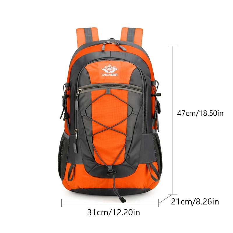 Orange OGEHUAFEE multifunctional hiking backpack by Corporación Turística, showing multiple compartments and adjustable straps.
