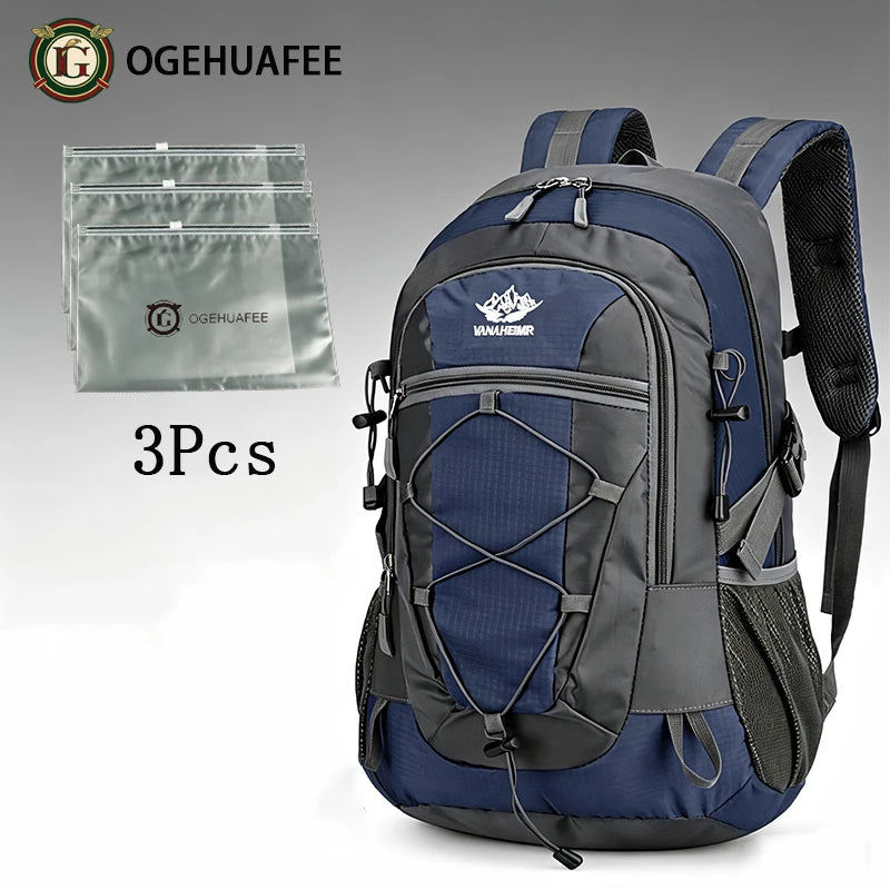 Orange OGEHUAFEE hiking backpack from Corporación Turística with multiple compartments and adjustable straps, suitable for outdoor adventures.
