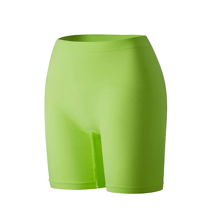 Set of three women's safety shorts by Corporación Turística in orange, featuring durable fabric and adjustable waistbands.