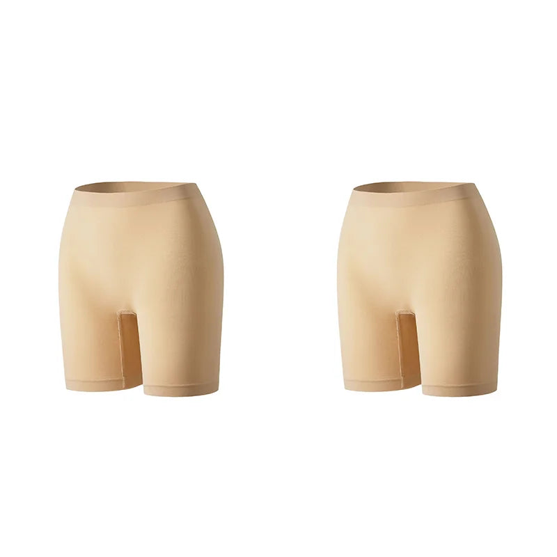 Set of three women's safety shorts by Corporación Turística in bright orange, featuring adjustable waistband and reflective details.
