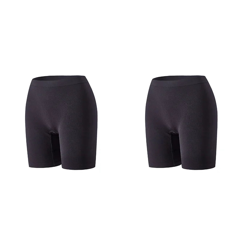 Set of three orange women's security shorts with reflective strips, designed for safety and visibility during outdoor activities.
