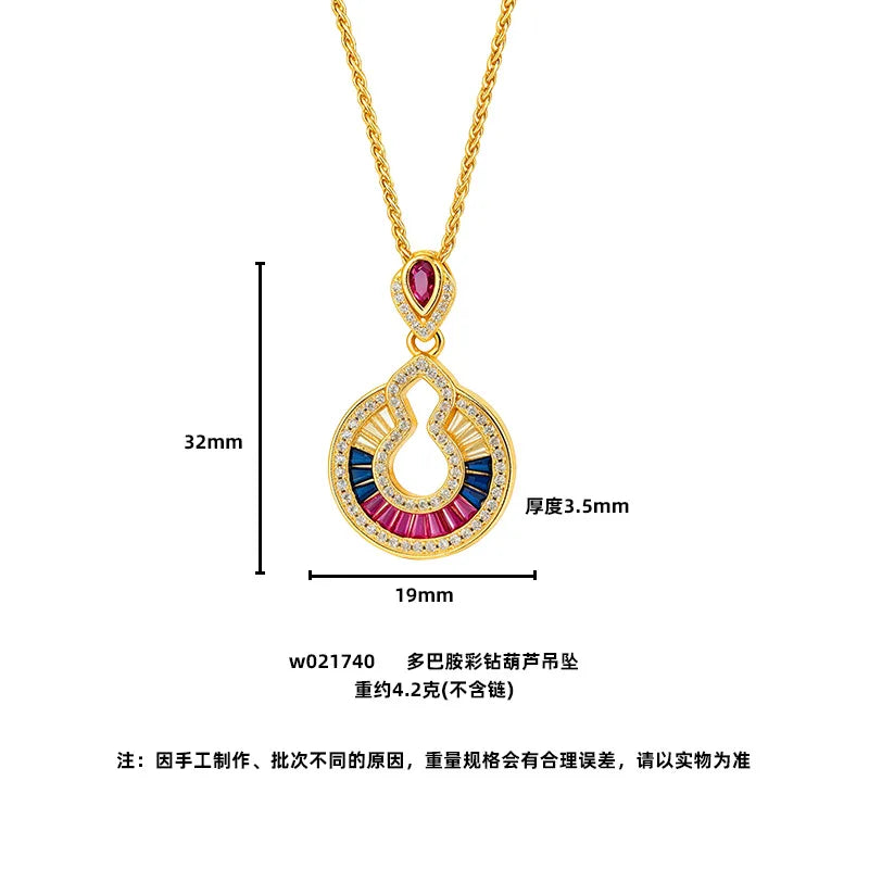 Luxury gold necklace with diamond pendant, 24K real gold jewelry featuring a sparkling diamond, from Corporación Turística.